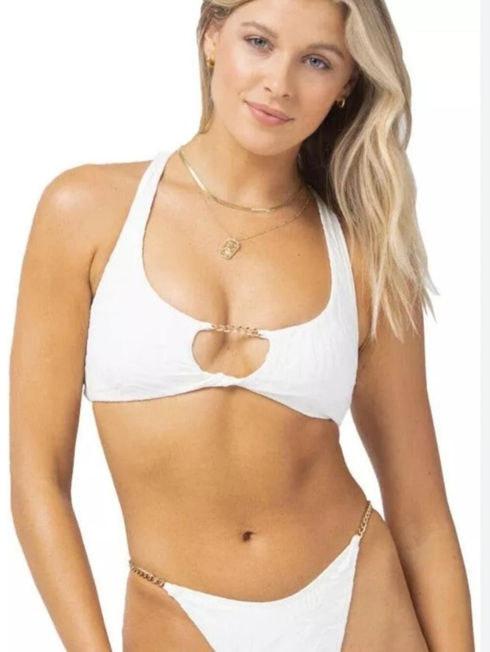 L*Space Jaylo Bikini Top in Cream Racerback Size Small NWT